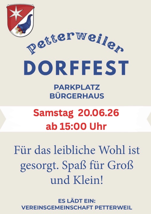 Einladung zum Dorffest in Petterweil am 20.06.2026
